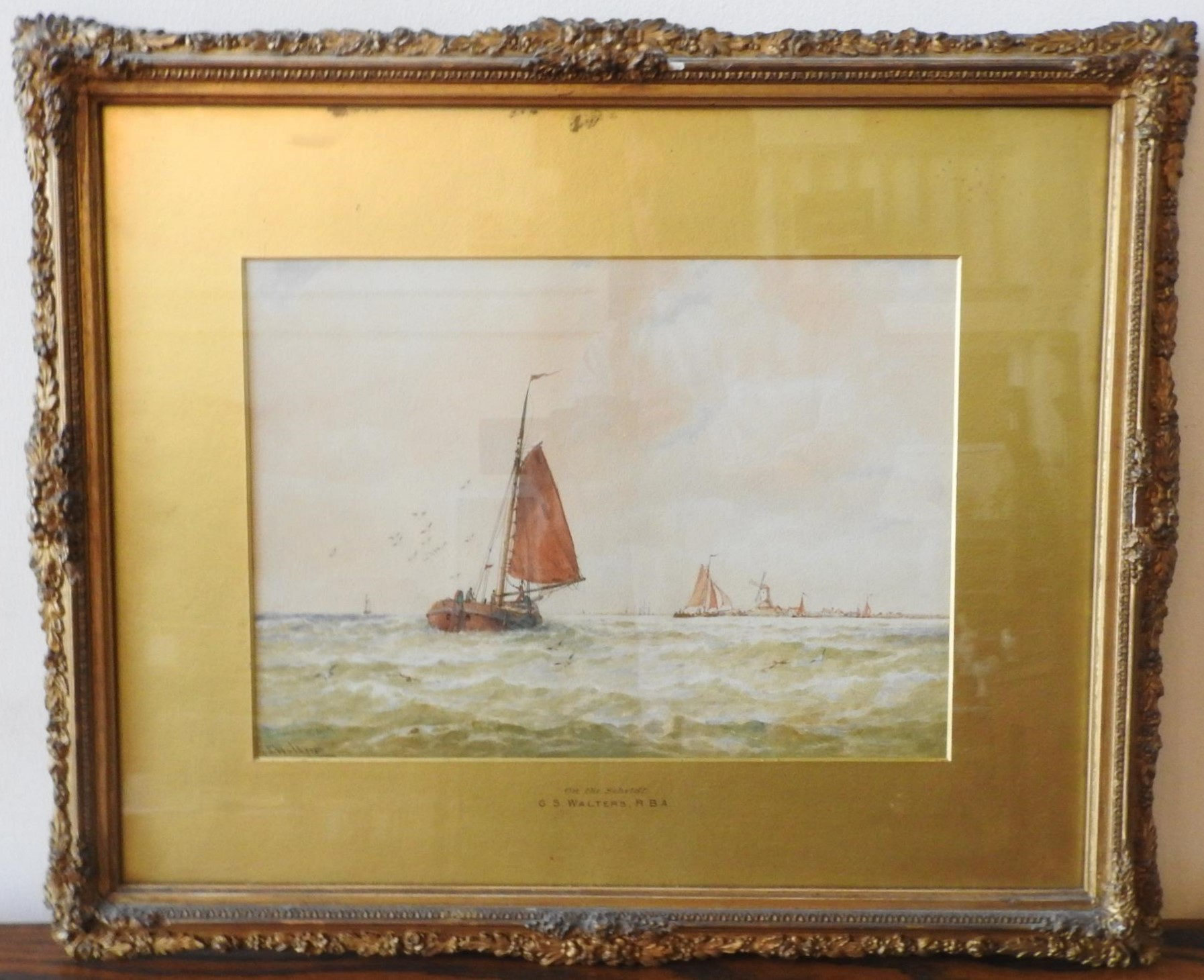 MARITIME WATER COLOUR ON PAPER 'ON THE SCHELDT', G.S WALTERS R.B.A, signed in bottom left corner