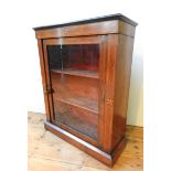 A LATE VICTORIAN STRING INLAID ROSEWOOD PIER CABINET, with glazed door and two interior shelves,