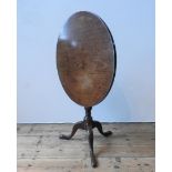 A VICTORIAN MAHOGANY TILT-TOP TRIPOD TABLE, with a solid one piece top, 72 cm high, 72 cm dia