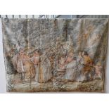 A JP PARIS TAPESTRY PANNEUX GOBELINS TAPESTRY WALL HANGING OF COURTSHIP SCENE, 145 x 185 cm