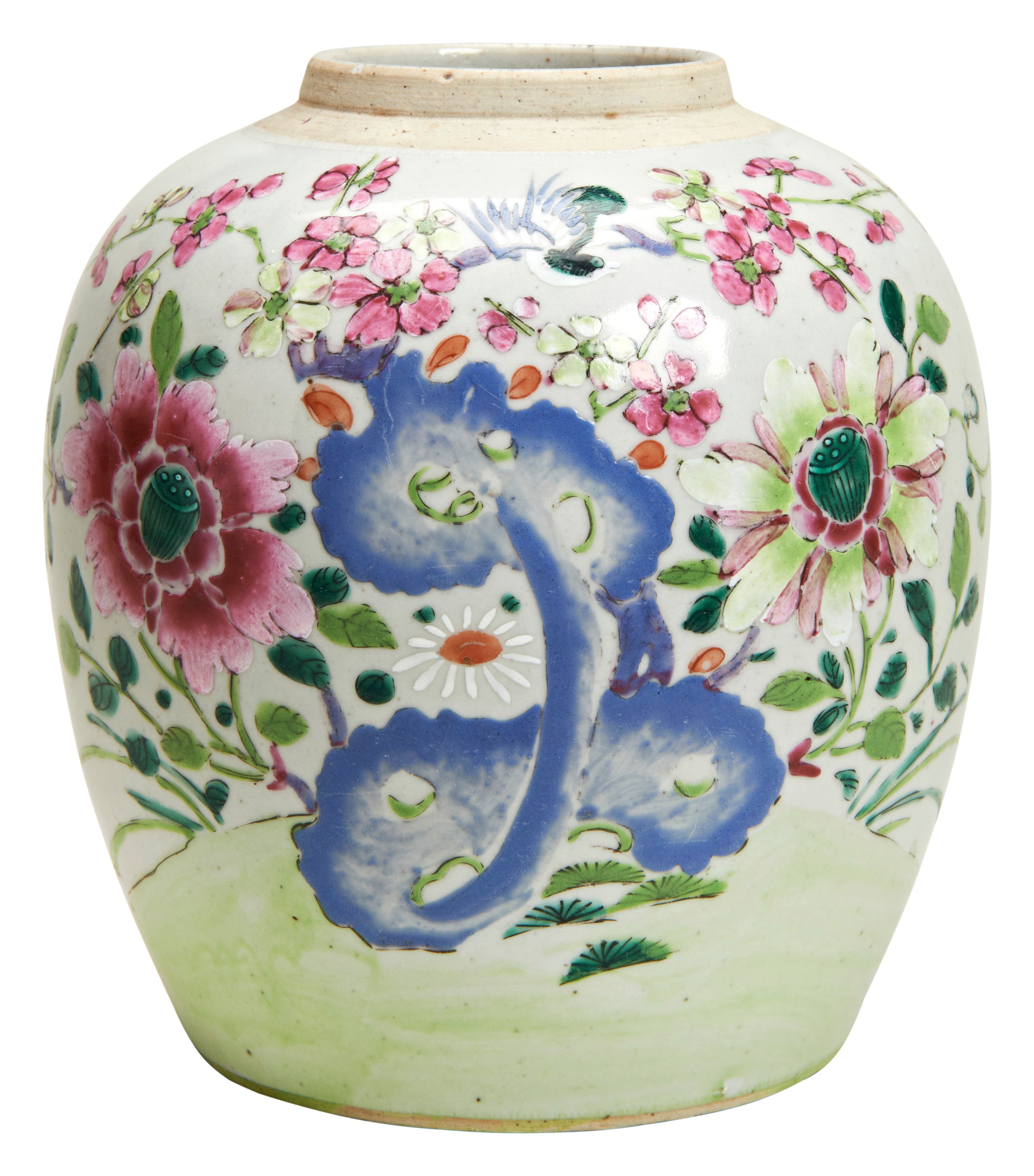 CHINESE FAMILLE ROSE JAR  QING DYNASTY, 19TH CENTURY lacks cover 19cm high