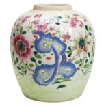 CHINESE FAMILLE ROSE JAR  QING DYNASTY, 19TH CENTURY lacks cover 19cm high