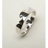 A GEORG JENSEN 18CT WHITE GOLD 'FUSION' RING, size R 1/2 , clear hallmarks and maker's stamp
