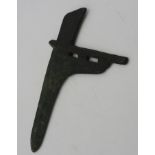 A CHINESE 'ARCHAIC' BRONZE AXE HEAD HAN STYLE, 20TH CENTURY 23.5cm long