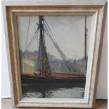 JAMES EDWARD DUGGINS (1881-1968) 'BRIXHAM EVENING' OIL ON BOARD, NEWLYN SCHOOL 1930'S, 50 x 39.5 cm