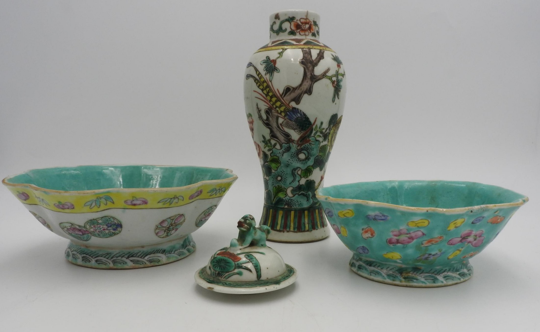 TWO CHINESE FAMILLE ROSE LOW BOWLS QING DYNASTY, 19TH CENTURY 20cm & 15cm wide; together with a - Image 3 of 3