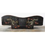 CHINESE PAINTED LACQUER 'DRAGON' PILLOW BOX LATE QING DYNASTY 48cm wide