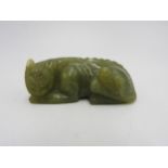 CHINESE CARVED JADE FIGUIRE OF A MYTHICAL BEAST 20TH CENTURY 9cm long