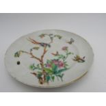 CHINESE FAMILLE ROSE PLATE QING DYNASTY, 19TH CENTURY painted with exotic birds and insects amidst