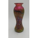 AN OKRA IRIDESCENT ART GLASS VASE SIGNED R.P GOLDING, etched marks and signature on base, floral