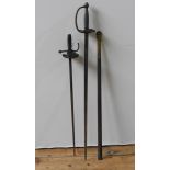 A 19TH CENTURY CAVALRY SWORD STAMPED U.S, A.D.K, 1862 AND ONE OTHER SWORD, the stamped sword has a