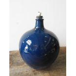 A BLUE INTERIOR PAINTED GLASS CARBOY