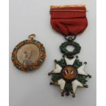 AN 1870 FRENCH LEGION D'HONNEUR MEDAL AND A VICTORIAN MOURNING FOB