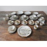 A JAPANESE EGG SHELL TEA SERVICE DECORATED WITH MOUNT FUJI SCENE (47 pieces)