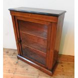 A LATE 19TH CENTURY  STRING INLAID ROSEWOOD GLAZED PIER CABINET, with two interior shelves, 110 x 86