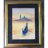 SUE DANBY, GREAT GRAND DAUGHTER OF J.M.W TURNER, 'VENICE (SUNSET), WATERCOLOUR, signed in bottom