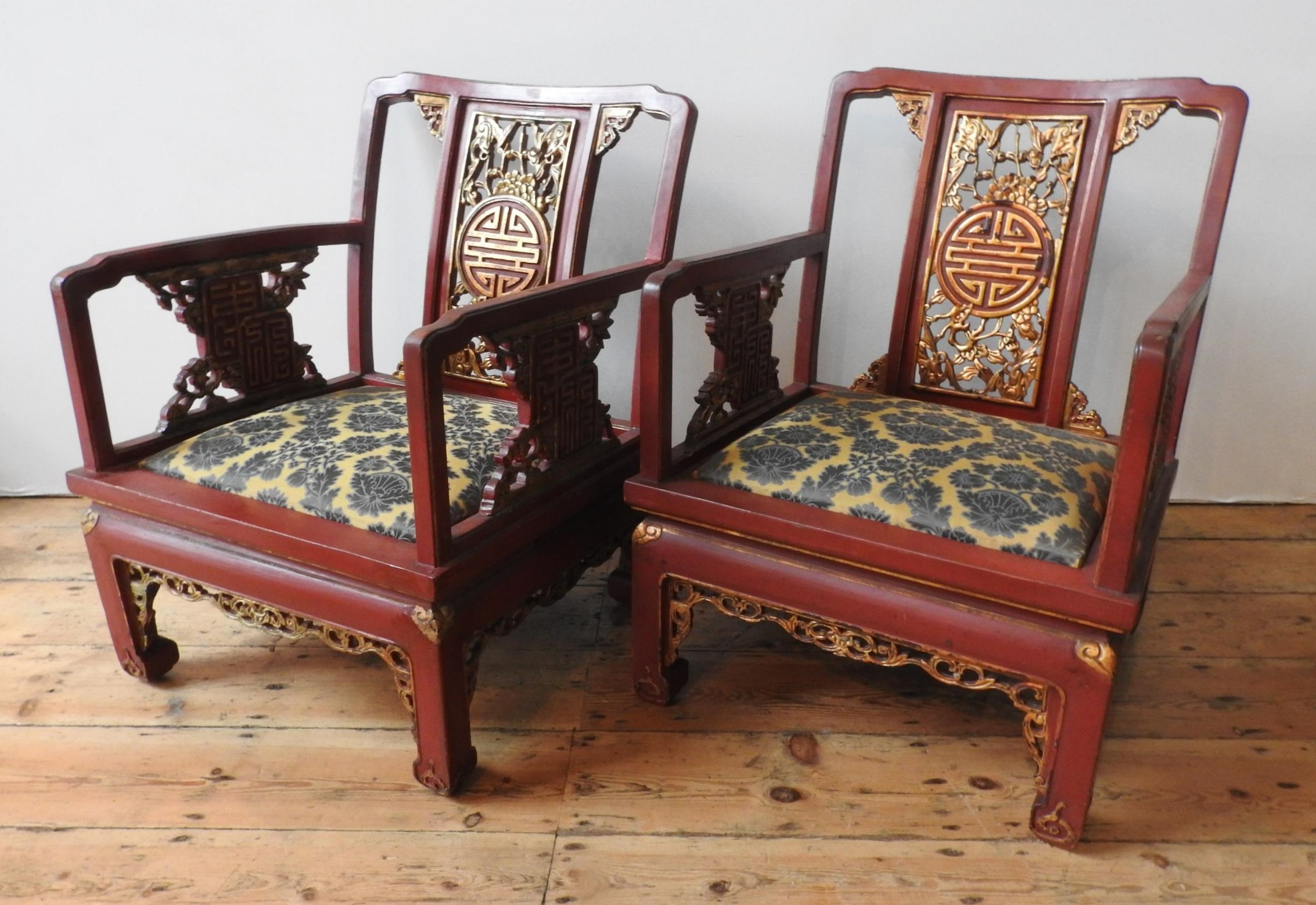 A SET OF SIX CHINESE ARMCHAIRS