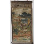 CHINESE SCHOOL (19TH CENTURY) SCROLL depicting elegant ladies engaged in various pursuits  110cm