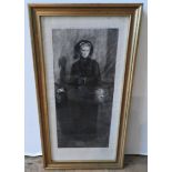 SIR JOHN EVERTT MILLAIS (1829-1896) MONOCHROME PRINT OF VICTORIAN LADY, 44 x 20 cm