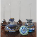 A JOHN DEACONS GLASS MILLEFIORE SCENT BOTTLE, ONE OTHER MILLEFIORE SCENT BOTTLE AND FOUR