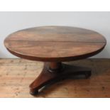 A VICTORIAN MAHOGANY TILT-TOP BREAKFAST TABLE, 75 cm high, 141 cm dia