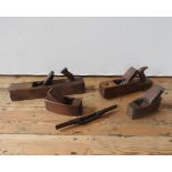 FIVE VARIOUS VINTAGE WOODEN CARPENTER'S PLANES