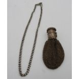 A HALLMARK SILVER WATCH CHAIN AND A CHAIN MAIL PURSE, the chain hallmarked on every link, the