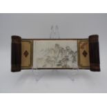 UNUSUAL MARBLE AND BAMBOO SCREEN REPUBLIC PERIOD finely painted with a mountain landscape view