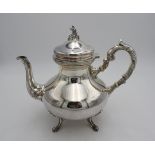 LARGE PERUVIAN SILVER TEAPOT BY CAMUSSO, with ornate acanthus detailing Height 25cm. 25.5 ounces