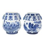 PAIR OF BLUE AND WHITE HU-FORM VASES GUANGXI SIX CHARACTER MARKS AND POSSIBLY OF THE PERIOD the