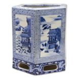 LARGE BLUE AND WHITE HEXAGONAL JARDINIERE QING DYNASTY, 19TH CENTURY the sides finely painted