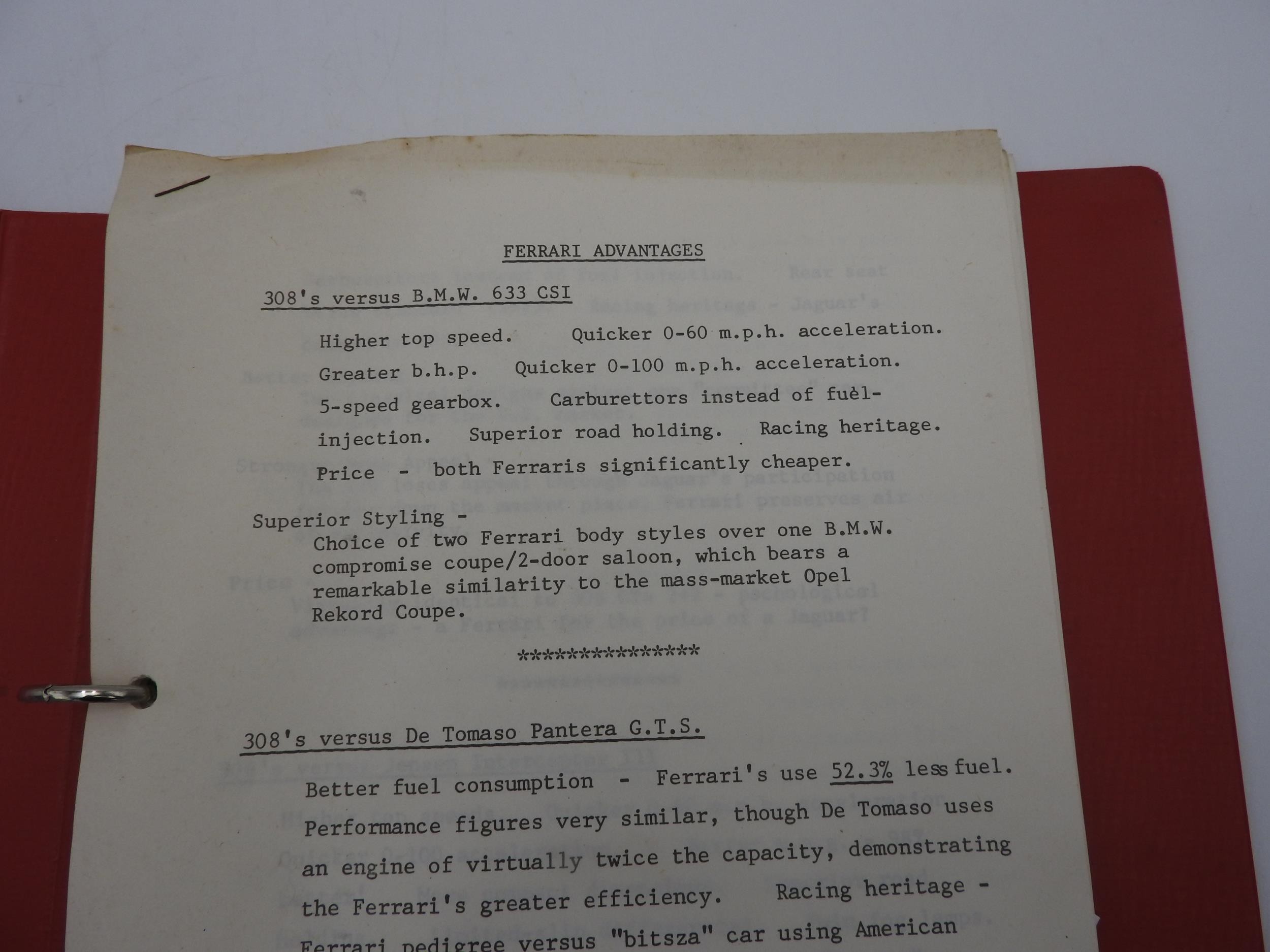 1976 MARANELLO CONCESSIOMAIRES SALES TRAINING MANUAL Includes one copy of the 1975 Ferrari Product - Image 2 of 11