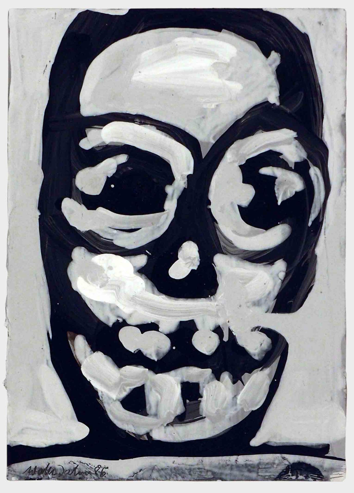 Walter Dahn St.Tönis 1954 - lebt in Köln Ohne Titel (Maske). Gouache. 1986. 14,6 x 10,5 cm.
