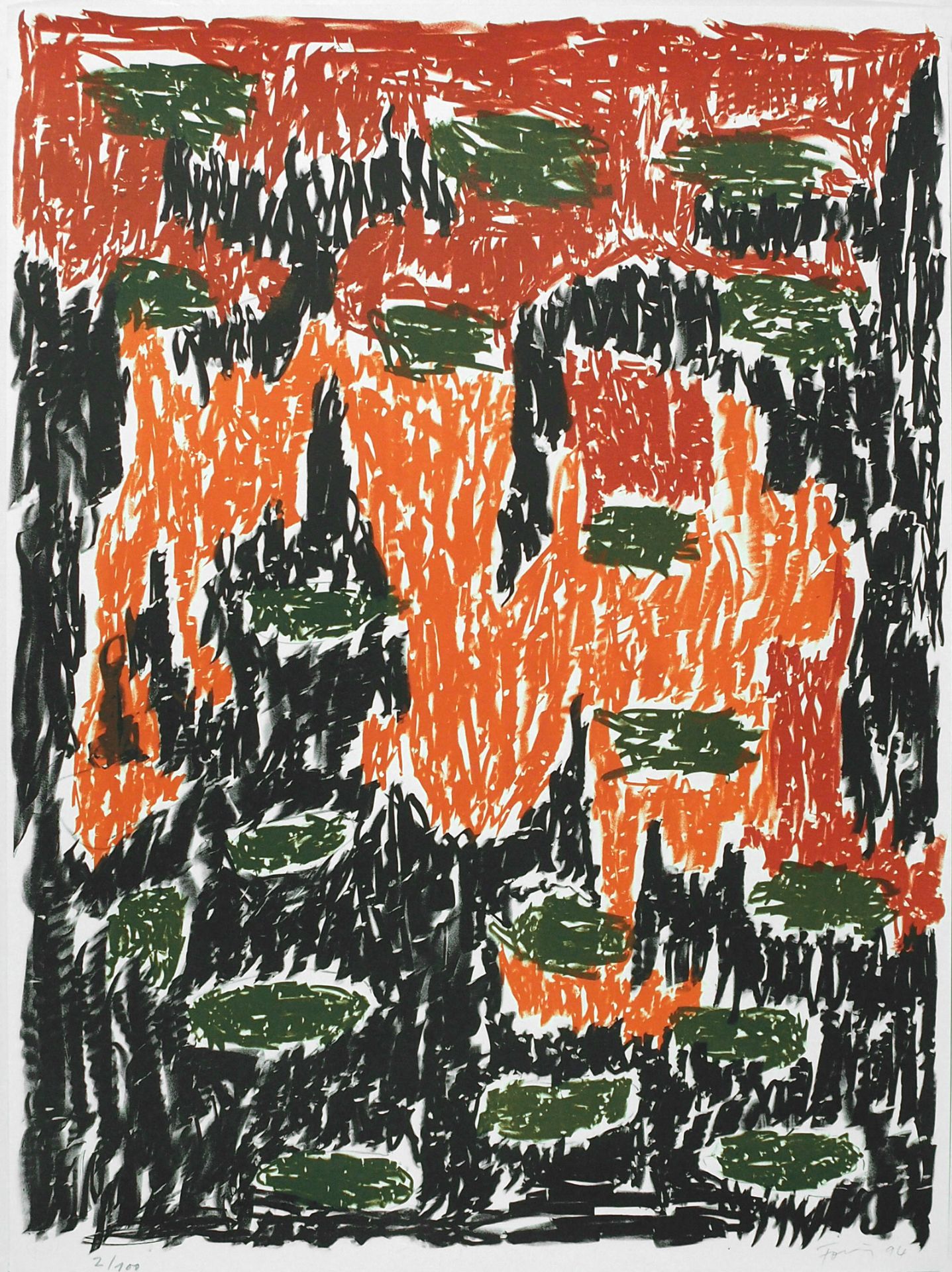 Günther Förg Füssen 1952 - 2013 Freiburg i.B. Ohne Titel. Farb. Lithographie. 1994. 78 x 58 cm.