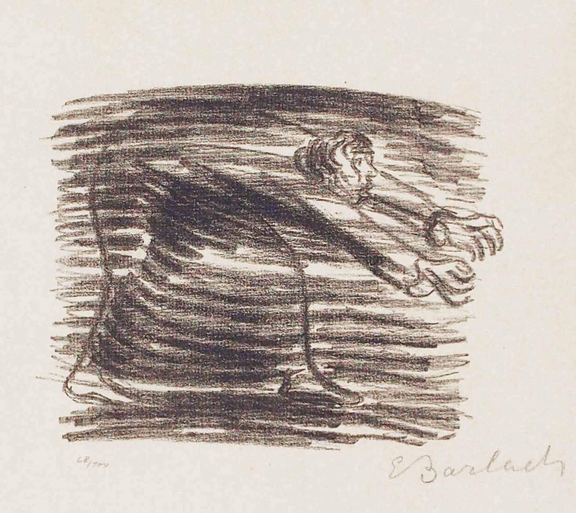 Ernst Barlach Wedel 1870 - 1938 Rostock Gang im Schatten. Lithographie. 1922. 12,2 x 15,5 cm (44 x