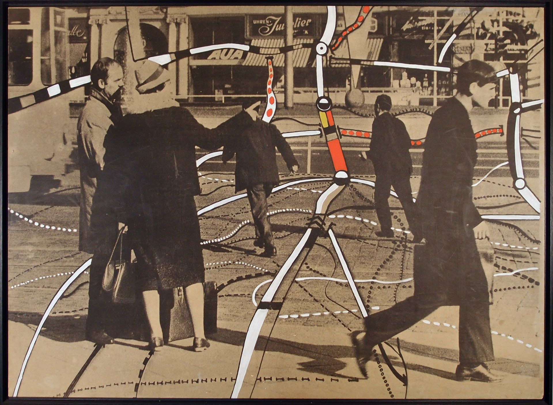 Peter Brüning Düsseldorf 1929 - 1970 Ratingen Komposition 8/67 – Straßenszene. Acryl über