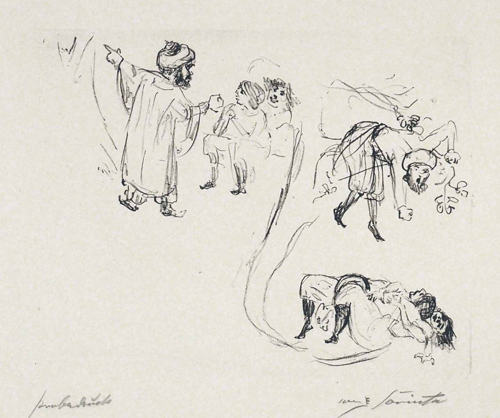 Skizzen zu einem orientalischen Märchen II. Lithographie. 1913. Ca. 24 x 30 cm (41,3 x 54,8 cm).