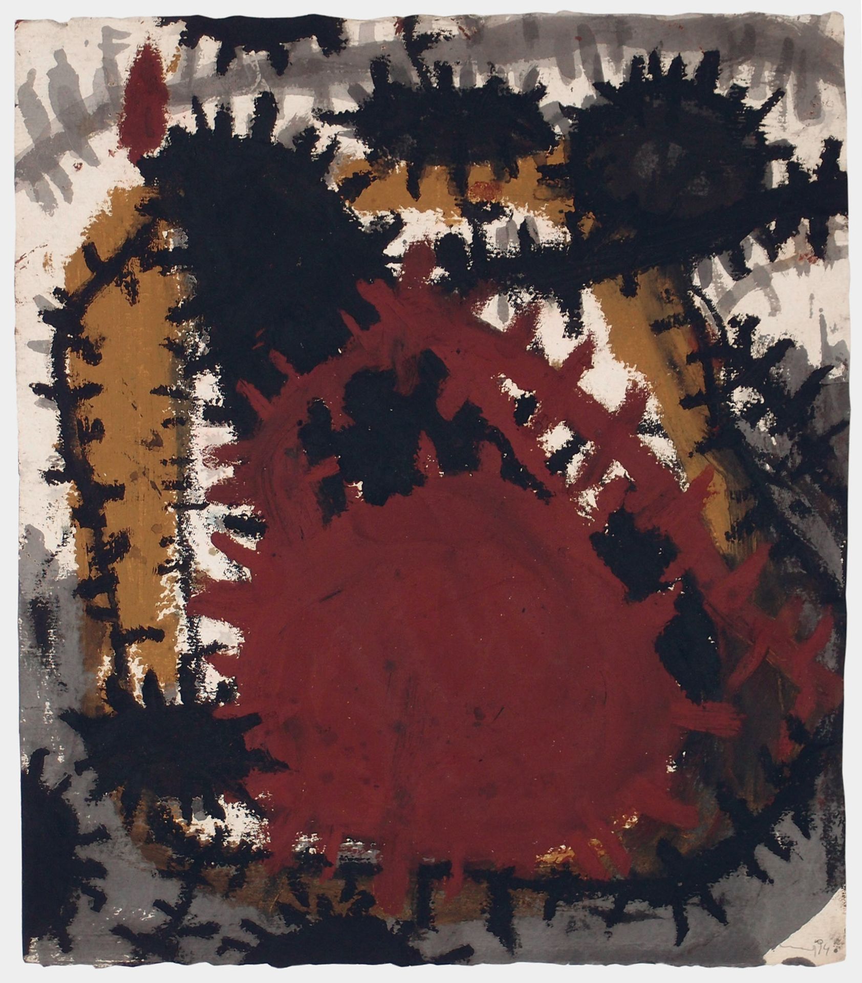 Gunter Damisch Steyr 1958 - 2016 Wien Ohne Titel. Tempera auf Papier. 1994. 44,5 x 38,5 cm.
