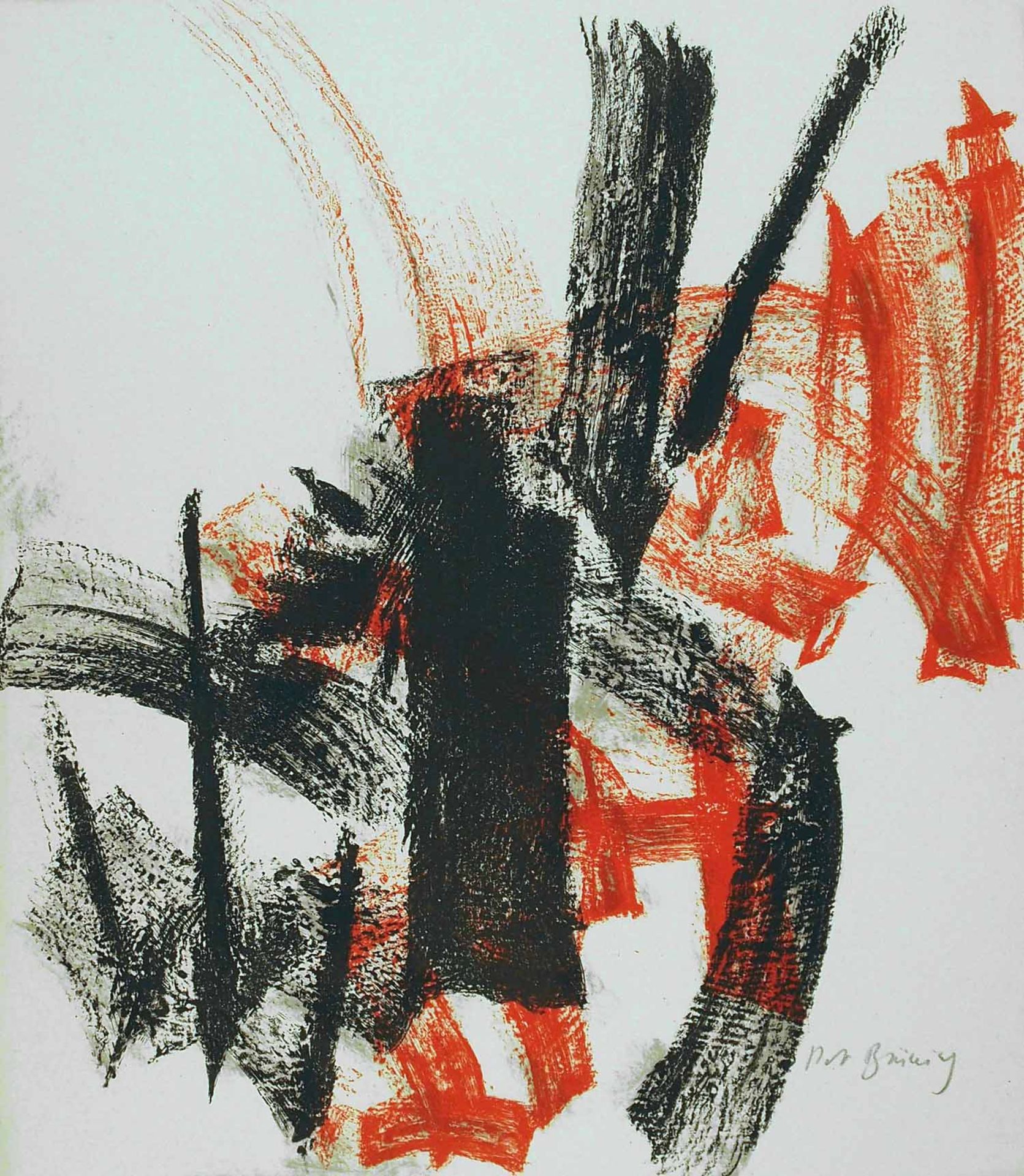 Peter Brüning Düsseldorf 1929 - 1970 Ratingen Ohne Titel. Farb. Lithographie. 1956. 56,5 x 49,4 cm.