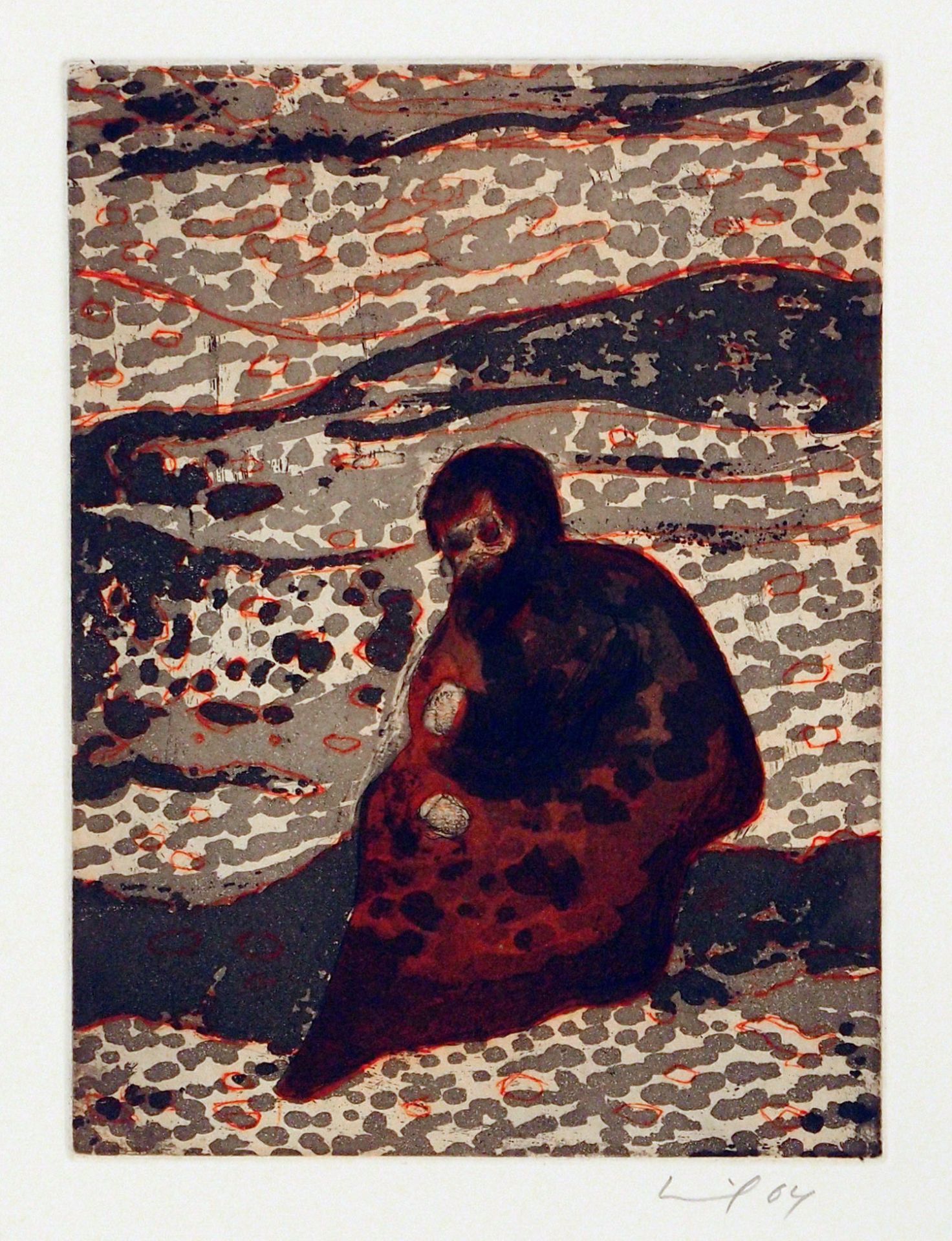Peter Doig Edinburgh 1959 - lebt auf Trinidad Figure by a River. Farbradierung. 2004. 20 x 14,7