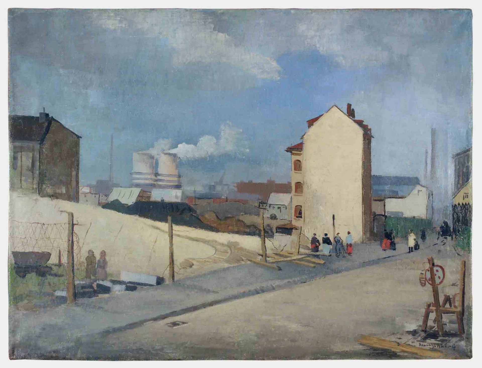 Richard Gessner Augsburg 1894 - 1989 Düsseldorf Vorstadt Duisburg. Öl auf Leinwand. 1934. 61 x 80