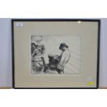 Dry point etching titled 'Farmhand' Signed lower right in the margin. E Blampied. Edmund Blampied (