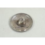 Silver Mexican sombrero hat pin dish, 7cm diameter, 23.2 grams