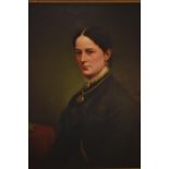 Oil on canvas of a Victorian lady signed lower right F Warsop, 1880 (Frederick Warsop 1835-1895) 75c