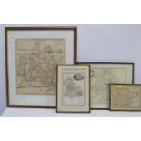 Antiquarian framed maps x 4 inc. Essex, Warwickshire, Brecknockshire (1818) and Monmouthshire (1805)