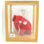 Steiff Red Elephant in box (repro 1909) with certificate and original tags.