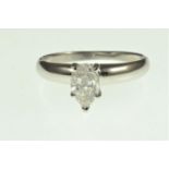 14ct white gold & pear-shaped solitaire diamond ring, accompanied by GIE certificate numbered 420242