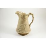 E. Walley stoneware relief moulded 'Ranger' jug, with diamond registration mark for 10 May 1845, 22c