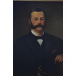 Oil on canvas of a Victorian gentleman signed lower right F Warsop, 1883 (Frederick Warsop 1835-1895