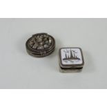 Two silver trinket boxes, including one Siam & one set with pyrite to cover